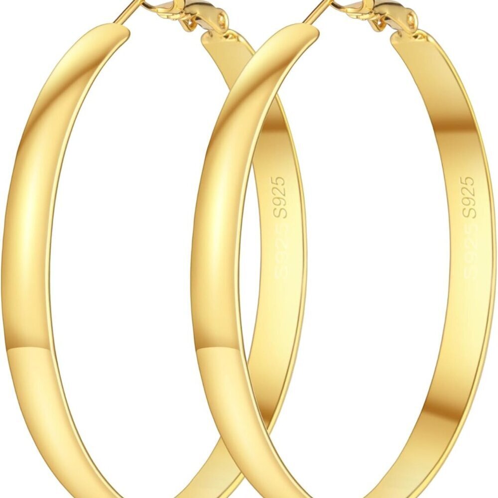 Large 50mm Gold Plated Hoop Earrings – Stylish Comfort for Sensitive Skin - Picture 5 of 6